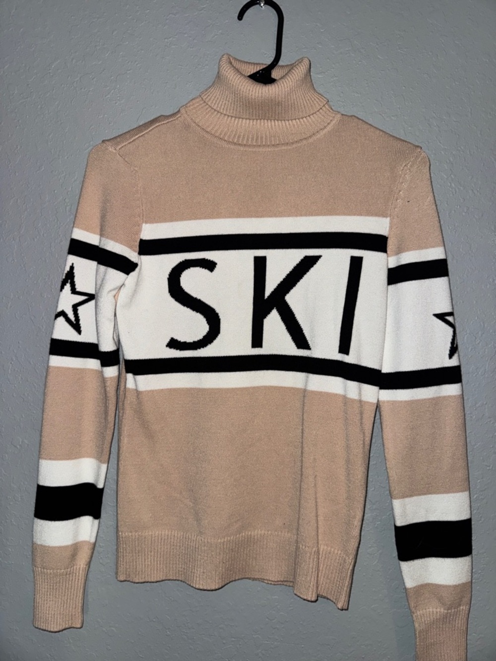 ANTONIO MELANI Beige, White & Black Ski Turtleneck Sweater